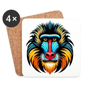 Mandrill monkey - Coasters (set of 4) - white - Front