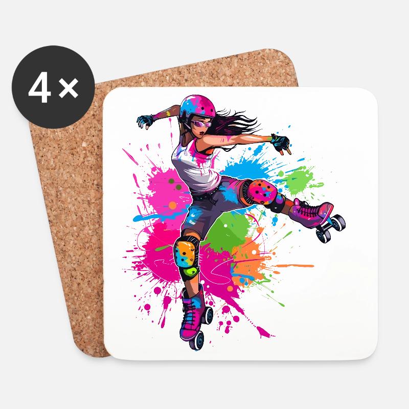 Roller Skater Mädchen - Untersetzer (4er-Set) - Weiß