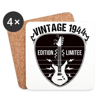 Vintage 1944 médiator guitare cadeau guitariste - Dessous de verre (lot de 4) - blanc - Devant
