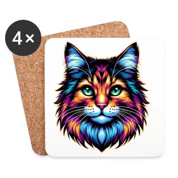 Katze - Untersetzer (4er-Set) - Weiß - Vorne