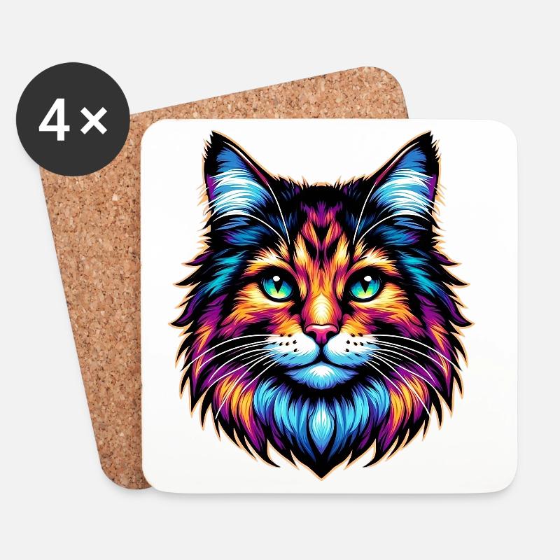 Katze - Untersetzer (4er-Set) - Weiß
