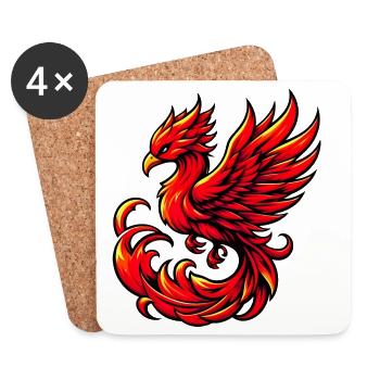 Phénix rouge - Dessous de verre (lot de 4) - blanc - Devant