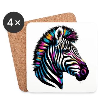 Zebra - Untersetzer (4er-Set) - Weiß - Vorne