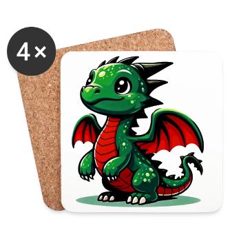 Drachen - Untersetzer (4er-Set) - Weiß - Vorne