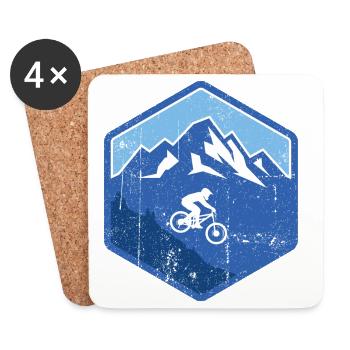Alpiner Mountainbike-Fahrer - Untersetzer (4er-Set) - Weiß - Vorne
