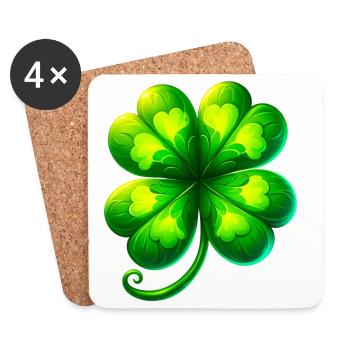 Trèfle à quatre feuilles - Dessous de verre (lot de 4) - blanc - Devant