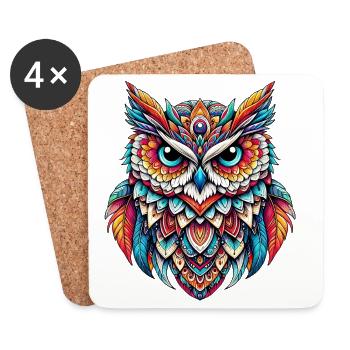 Owl - Coasters (set of 4) - white - Front