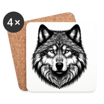 Wolf - Untersetzer (4er-Set) - Weiß - Vorne