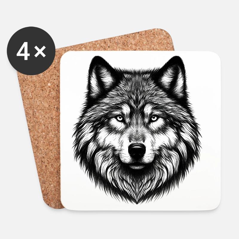 Wolf - Untersetzer (4er-Set) - Weiß
