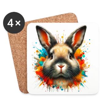 Lapin - Dessous de verre (lot de 4) - blanc - Devant