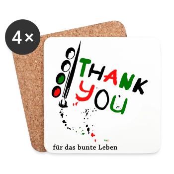 Thank you, thank you for the colorful life - Coasters (set of 4) - white - Front
