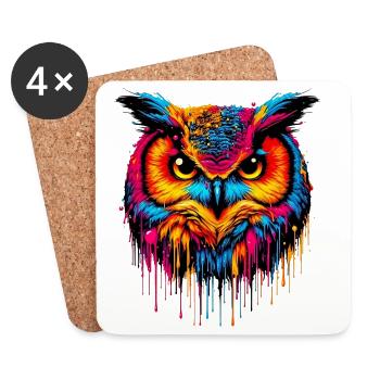 Hibou - Dessous de verre (lot de 4) - blanc - Devant