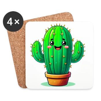 Cactus - Dessous de verre (lot de 4) - blanc - Devant