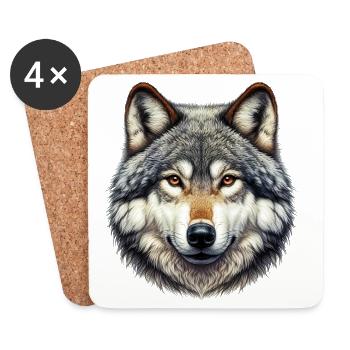 Wolf - Untersetzer (4er-Set) - Weiß - Vorne