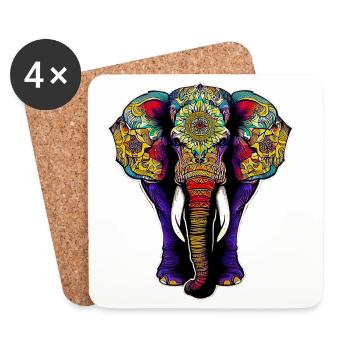 Éléphant - Dessous de verre (lot de 4) - blanc - Devant