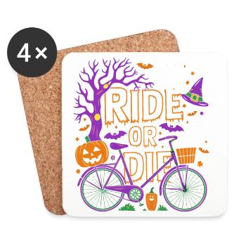 Halloween Radtour Spirit Design - Untersetzer (4er-Set) - Weiß - Vorne