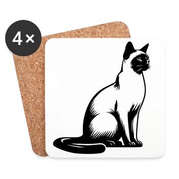 Siamkatze - Untersetzer (4er-Set) - Weiß - Vorne