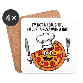 Pizzabäcker Humor T-Shirt - Untersetzer (4er-Set) - Weiß - Vorne