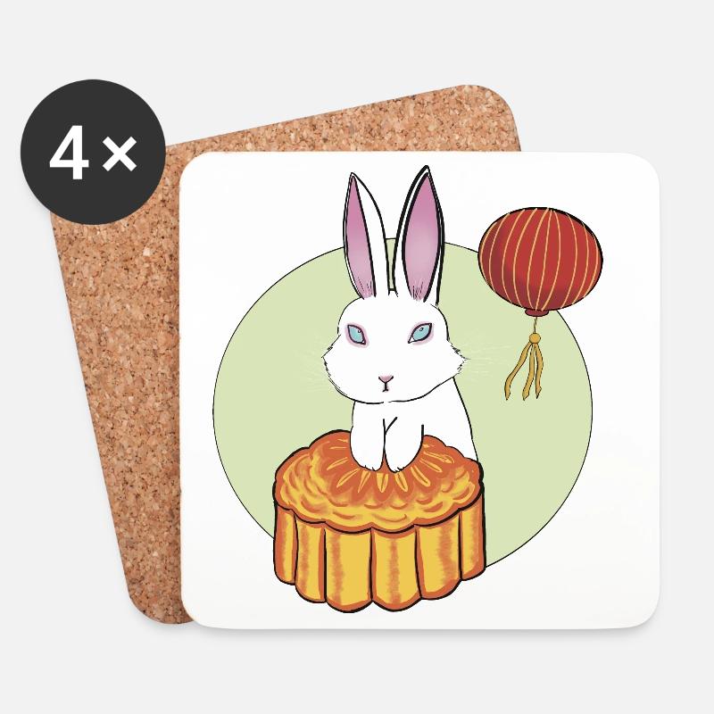 Mondkuchen Hase - Untersetzer (4er-Set) - Weiß