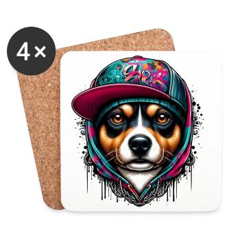 Chien - Dessous de verre (lot de 4) - blanc - Devant