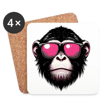 Singe - Dessous de verre (lot de 4) - blanc - Devant