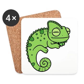 Caméléon - Dessous de verre (lot de 4) - blanc - Devant