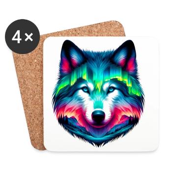 Wolf - Untersetzer (4er-Set) - Weiß - Vorne
