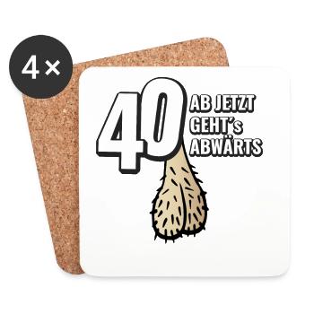 40 ab jetzt gehts abwärts - Geburtstag Geschenk - Untersetzer (4er-Set) - Weiß - Vorne