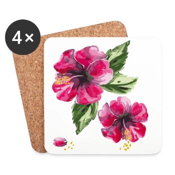 Fleurs d’hibiscus - Dessous de verre (lot de 4) - blanc - Devant