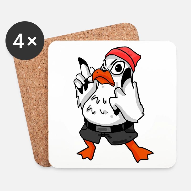 Möwe Cool - Untersetzer (4er-Set) - Weiß