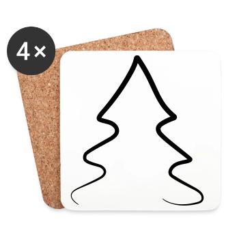 Tannenbaum zu Weihnachten - Untersetzer (4er-Set) - Weiß - Vorne