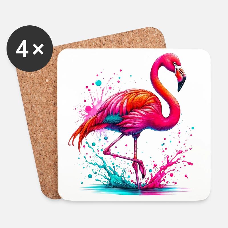 Flamingo - Untersetzer (4er-Set) - Weiß