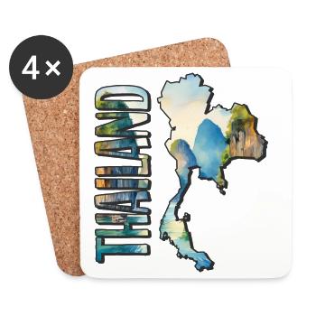 Watercolor Map Thailand - Coasters (set of 4) - white - Front