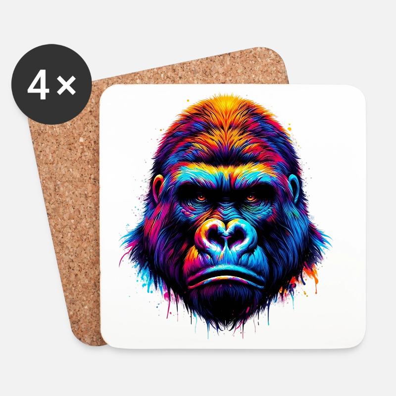 Gorilla - Untersetzer (4er-Set) - Weiß