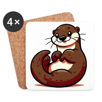 Otter - Untersetzer (4er-Set) - Weiß - Vorne