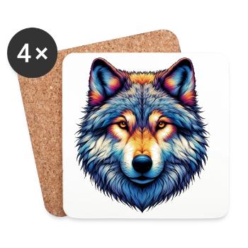 Wolf - Untersetzer (4er-Set) - Weiß - Vorne