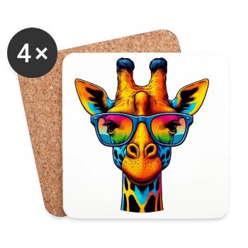 Girafe - Dessous de verre (lot de 4) - blanc - Devant