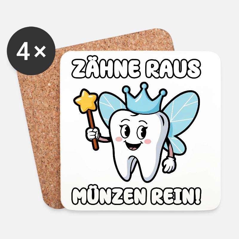 Zähne raus, Münzen rein! - Untersetzer (4er-Set) - Weiß