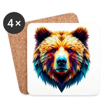 Ours polygonal - Dessous de verre (lot de 4) - blanc - Devant