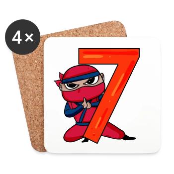 Motif 7ème anniversaire Ninja - 7 ans - Dessous de verre (lot de 4) - blanc - Devant