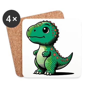Dinosaure - Dessous de verre (lot de 4) - blanc - Devant