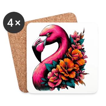 Flamant - Dessous de verre (lot de 4) - blanc - Devant