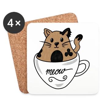 Cup cat - Untersetzer (4er-Set) - Weiß - Vorne