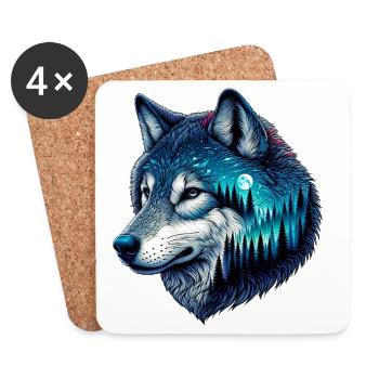 Loup - Dessous de verre (lot de 4) - blanc - Devant