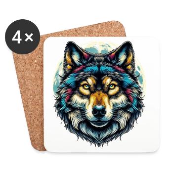 Loup - Dessous de verre (lot de 4) - blanc - Devant