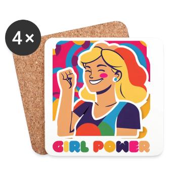Girl Power Motifs - Statement, Feminism Women - Coasters (set of 4) - white - Front