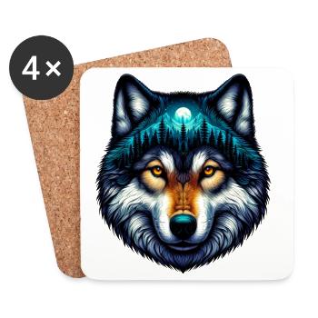 Loup - Dessous de verre (lot de 4) - blanc - Devant