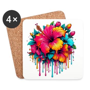 Hibiscus Flowers - Coasters (set of 4) - white - Front