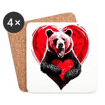 Bär – Herzvolles Design für den Vatertag - Untersetzer (4er-Set) - Weiß - Vorne