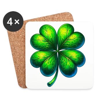 Trèfle à quatre feuilles - Dessous de verre (lot de 4) - blanc - Devant